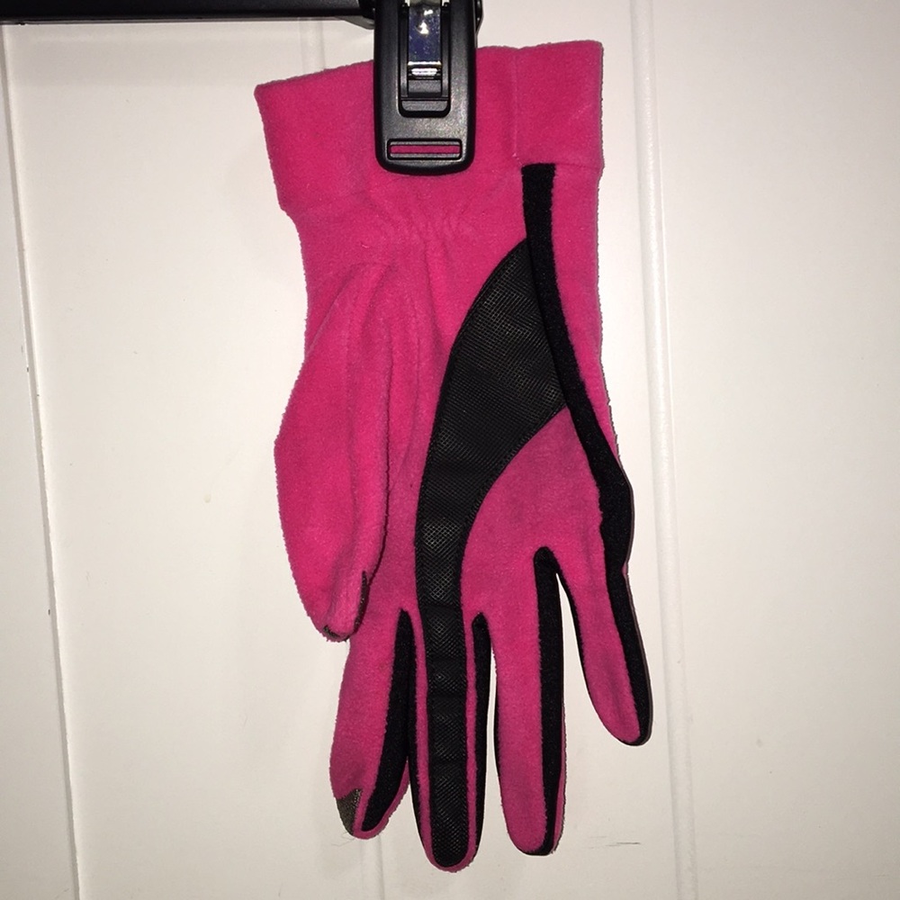 Hot Pink Fleece Gloves with Touch ID Pads